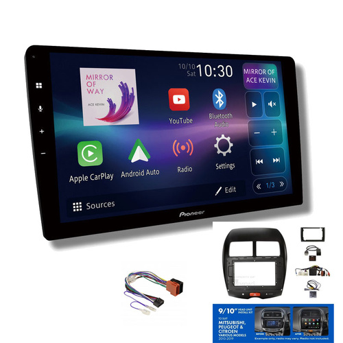 Pioneer DMH-AP6850BT 9" head unit & Aerpro AKMB14 Installation Kit to suit Mitsubishi & Peugeot 2010-2019