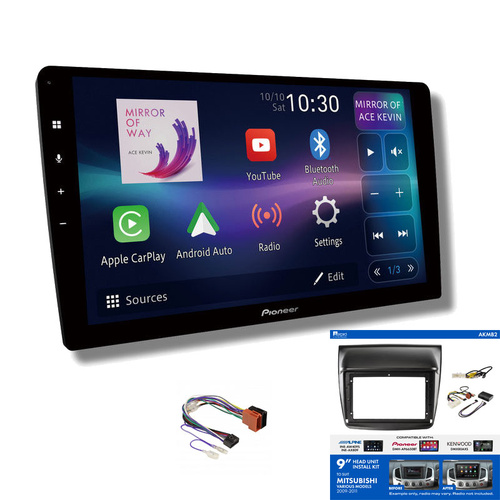Pioneer DMH-AP6850BT 9" head unit & Aerpro AKMB2 Installation Kit to suit Mitsubishi triton & challenger 2009-2011