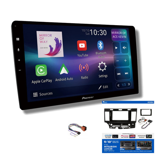 Pioneer DMH-AP6850BT 9" head unit & Aerpro AKMB4 Installation Kit to suit Mitsubishi lancer 2007-2010