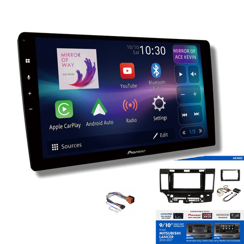 Pioneer DMH-AP6850BT 9" head unit & Aerpro AKMB5 Installation Kit to suit Mitsubishi lancer 2010-2017
