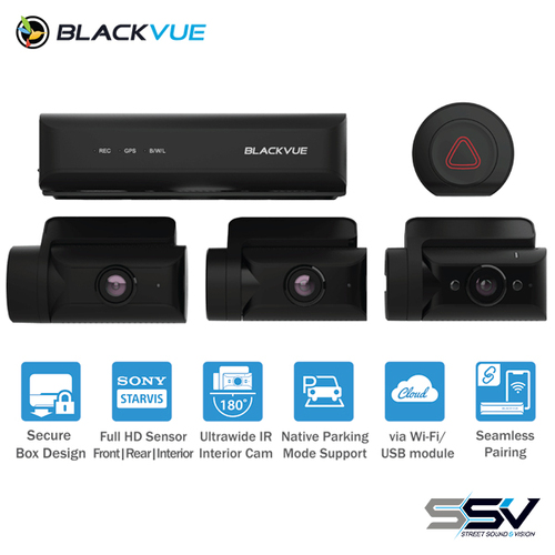 BlackVue DR770X-BOX-3CH-128 Triple Channel Dash Cam with Built-in Voltage Monitor | FHD 1080P Front Cam + FHD 1080P Rear Cam + FHD 1080P Infrared Cam