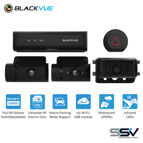 BlackVue DR770X-BOX-TRUCK-128 Triple Channel Truck Dash Cam with External Rear Cam and Infrared Interior Cam