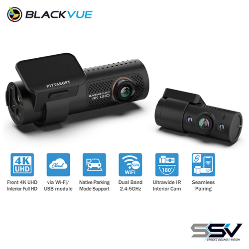 BlackVue DR970X-2CH-IR-128 Taxi Dashcam 4K UHD Front Camera + Full HD Interior Infrared Camera Fast 5GHz Wi-Fi Cloud Compatible