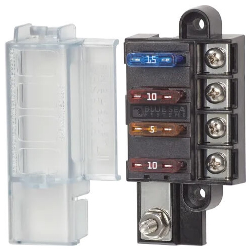 Enerdrive Fuse Block 4 Way Positive with Cover and Label Kit