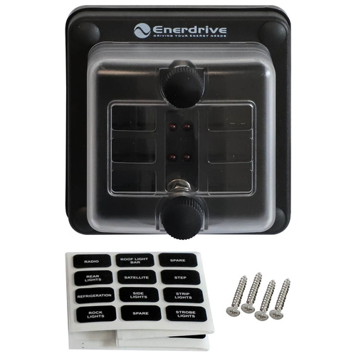 Enerdrive Fuse Block Rear Entry Panel Mount 1 In 6 Out with LEDs