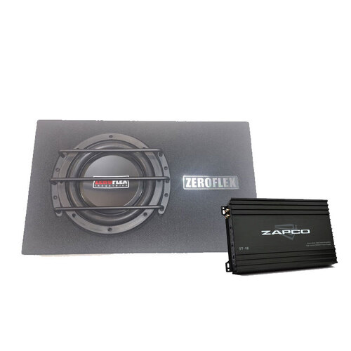 ZEROFLEX 8" SLIMLINE SUB IN BOX 2ohm with ZAPCO ST-1B Mono Class AB Amplifier