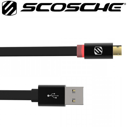 Scosche FlatOut LED 0.9m Charge & Sync Cable with LED Indicator for Micro USB devices - Black