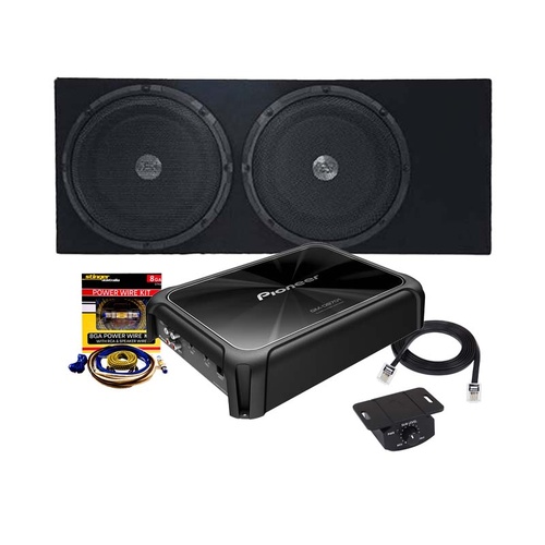 Zeroflex FLX-210SE Dual 10″ Slim Subwoofer Bass Bundle – Pioneer GM-D9701 Mono Amplifier + Stinger STK8 Wiring Kit