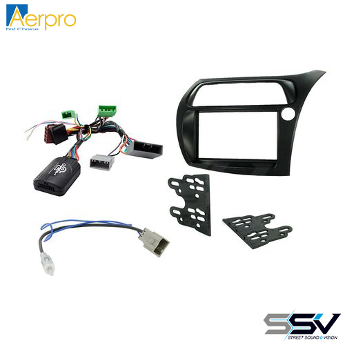 FP8030K Double din textured black install kit to suit Honda civic hatchback