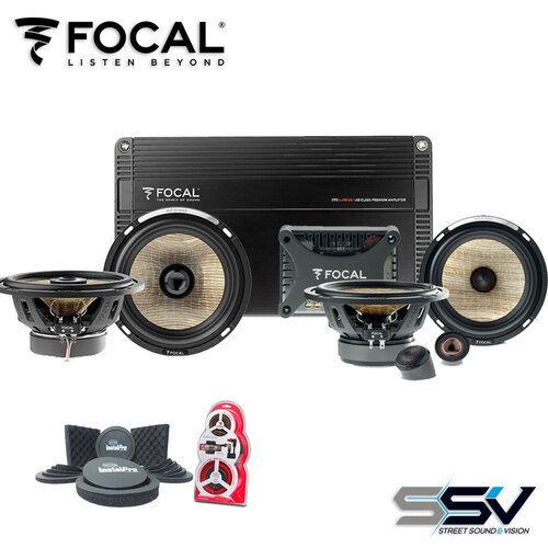FOCAL 4 Channel amplifier with 6.5” Coaxial & Component Speakers, Speaker seal kits & performance cable kit