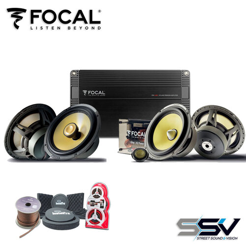 FOCAL 4 Channel amplifier, 6.5” Coaxial & Component Speakers, Speaker seal kits & cable kits