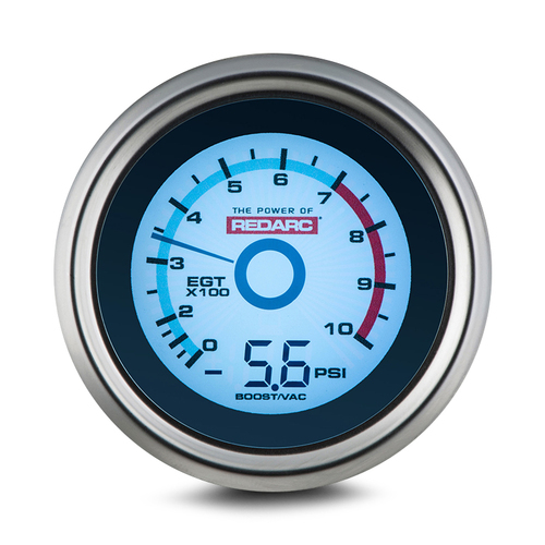 REDARC G52-EU EGT (0-1000c) & Boost Vacuum 52mm Gauge
