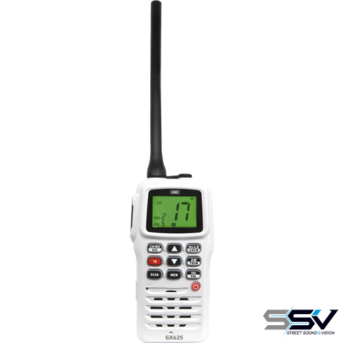 GME GX625W 5/1 Watt Handheld VHF Marine Radio - White