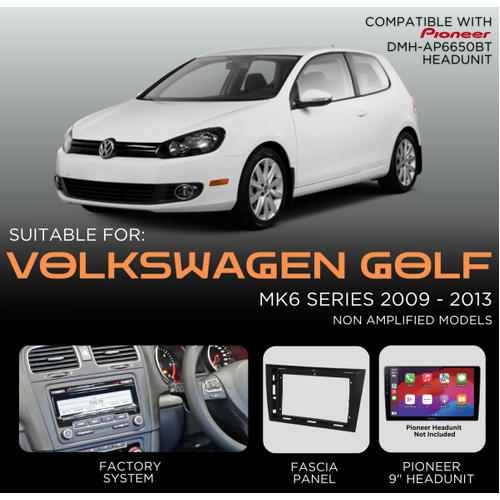 Pioneer Head Unit Replacement kit to suit VOLKSWAGEN Golf 2009-2013