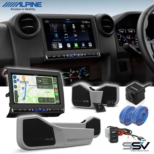Alpine i905-LC70 Upgrade To Suit Toyota Land Cruiser 79 Series Dual Cab | Speakers | Door Pods | Reverse Camera | Flush Mount USB