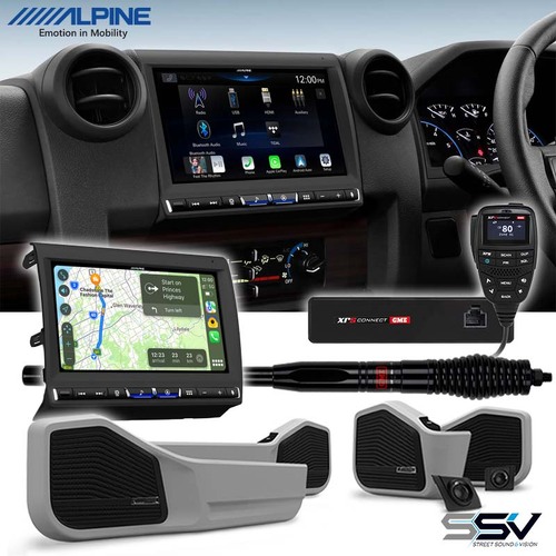 Alpine Premium i905-LC70 R-Series Speaker System With GME XRS-370C4P To Suit Toyota Landcruiser 79 Series Dual Cab 
