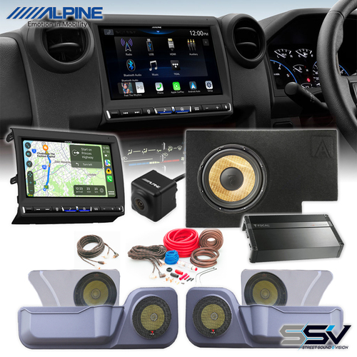Audio Upgrade Kit To Suit Toyota Landcruiser 76 Series or 79 Series Dual Cab with Alpine Head Unit & Focal Speakers