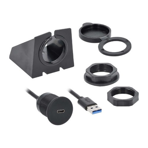 InstallBay IBR135 USB-C (Male) to USB-A (Female) 1ft Flush Mount Extension