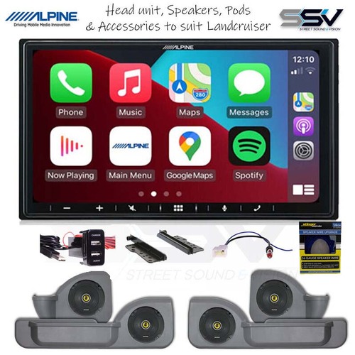 Car Audio Pack To Suit 79 Series Land Cruiser  | Alpine Head Unit,  Kicker Speakers, Door pods & Install Accessories