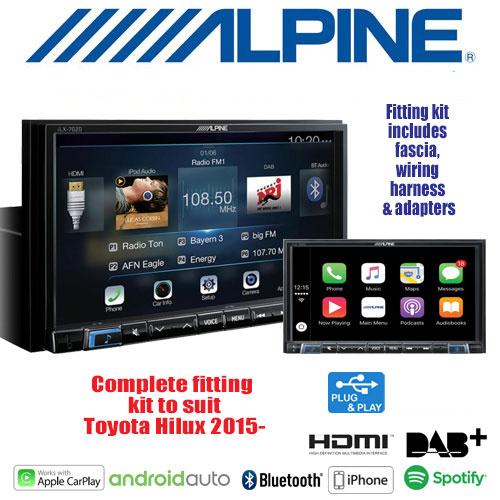 Alpine ILX-702D kit to suit Toyota Hilux 2015-