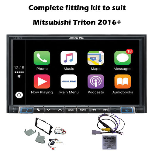 Alpine ILX-702D Complete fitting kit to suit Mitsubishi Triton 2016+ Apple CarPlay / Android Auto 7 inch DAB+ Receiver 