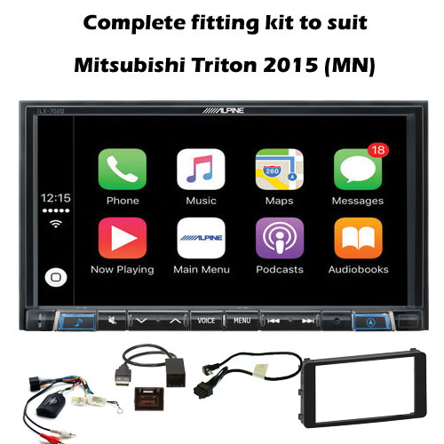 Alpine ILX-702D Complete fitting kit to suit Mitsubishi Triton 2015 (MN) Apple CarPlay / Android Auto 7 inch DAB+ Receiver