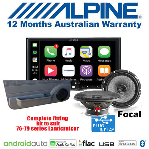 Alpine ILX-W650E & 165AC Speakers with front door pods to suit 76-79 Series Landcruiser (ILXW650-165AC-PODS-L-CRU)