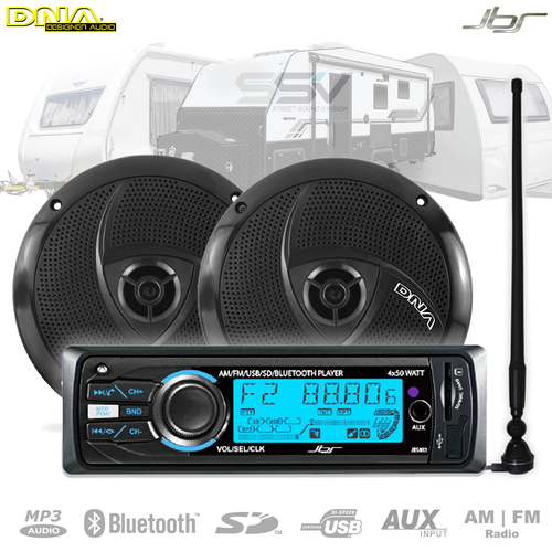 Caravan Stereo With Bluetooth AUX USB Head Unit, 6.5" Speakers & AM/FM Antenna