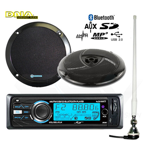 Caravan Stereo System With Bluetooth Head Unit, 6.5" Speakers & AM/FM Antenna