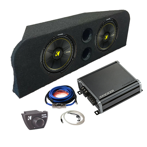Kicker 50CWCS124 Subwoofers & Dual 12" Ported Subwoofer Box & Mono Amp Bundle To Suit Ford Falcon BA BF FG Sedan