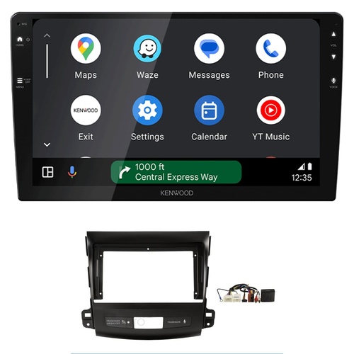 Kenwood DMX80AXS 9" Wireless CarPlay Android Auto Head Unit with install kit to suit Mitsubishi Peugeot 2007-2010