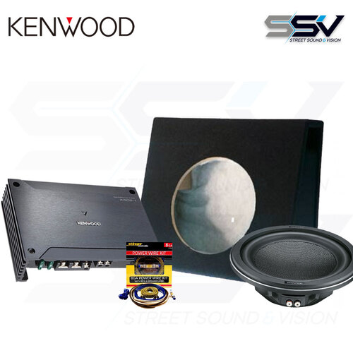 Kenwood Subwoofer in box, Kenwood Mono Amplifier with wiring kit
