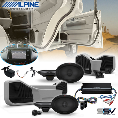 Alpine R-Series Speaker System, Amplifier & Reverse Camera To Suit Factory Head Unit of Toyota 79 Series Dual Cab