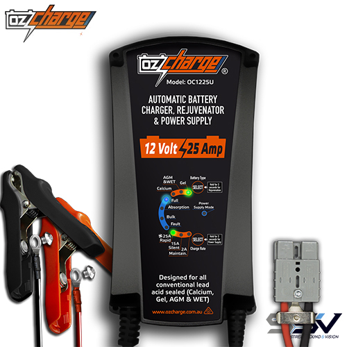 OzCharge OC-1225U 12V 25A Battery Charger, Maintainer and Power Supply