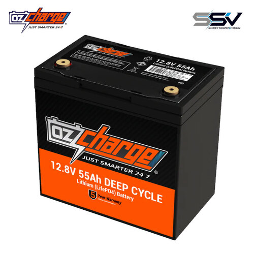 Oz Charge 12V 55Ah Lithium LifePO4 Deep Cycle Battery