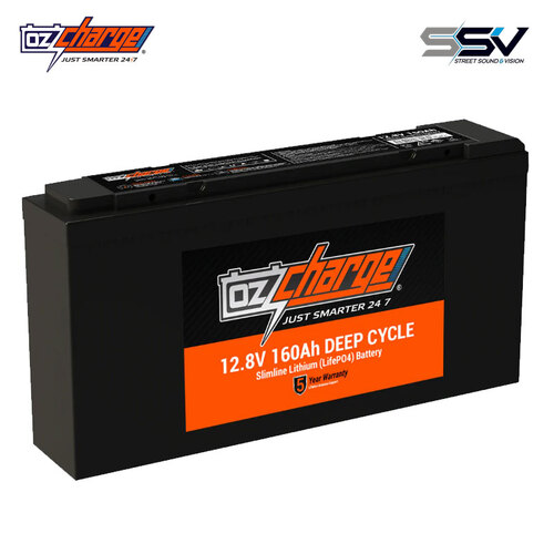 Oz Charge 12V 160Ah Lithium Slimline Front Access LifePO4 Deep Cycle Battery