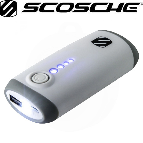 Scosche GoBat 4400 Portable power bank with built in flashlight (White)