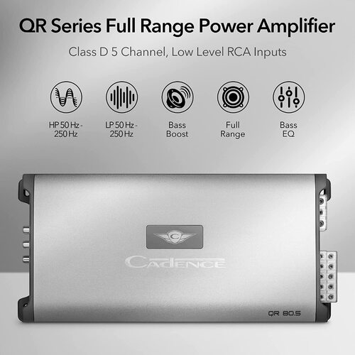 Cadence QR80.5 1800 Watts Peak Power 5 Channel Car Audio System Amplifier Class D Full Range