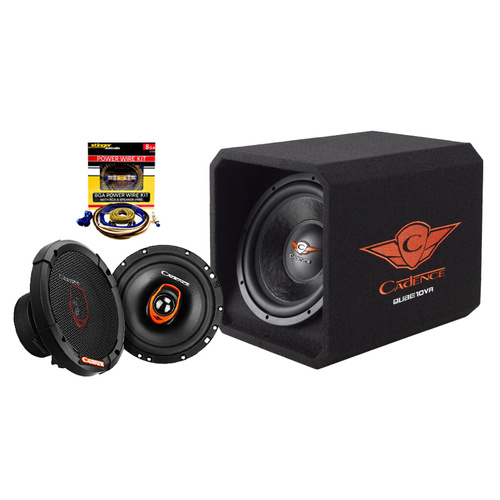 Cadence Audio Power Bundle 10” Active Subwoofer, 6.5” Full Range Speakers, and Wiring Kit