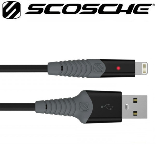 Scosche StrikeLine LED 0.9m Rugged Charge & Sync Cable for Lightning Devices - Black