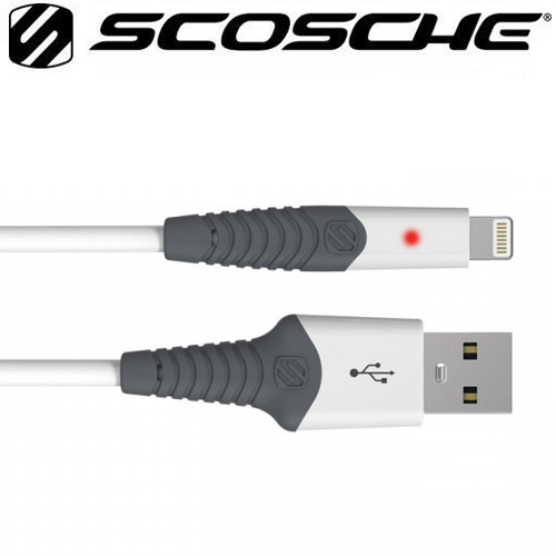 Scosche StrikeLine LED 0.9m Rugged Charge & Sync Cable for Lightning Devices - White