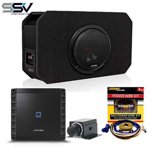 Alpine Subwoofer and Amplifier Package with Wiring Kit and Base Controller