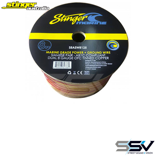 Stinger Marine Siamese 8-Gauge Power Cable (38mt Roll)