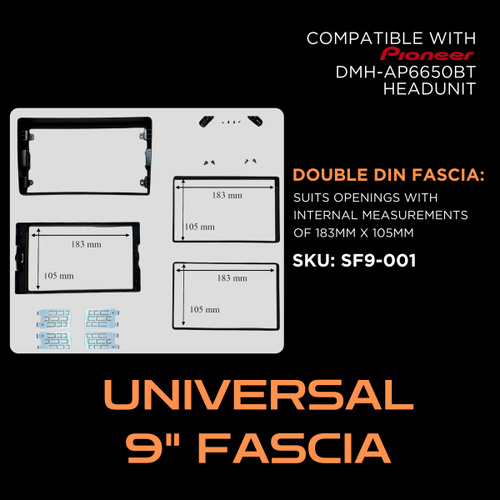 Universal Double DIN Dash Kit to Suit Pioneer DMH-AP6650BT 9" Head Unit