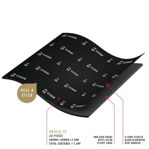 Titan SHIELD 12 Butyl Acoustic & Vibration Deadening Sheets 12 Pack