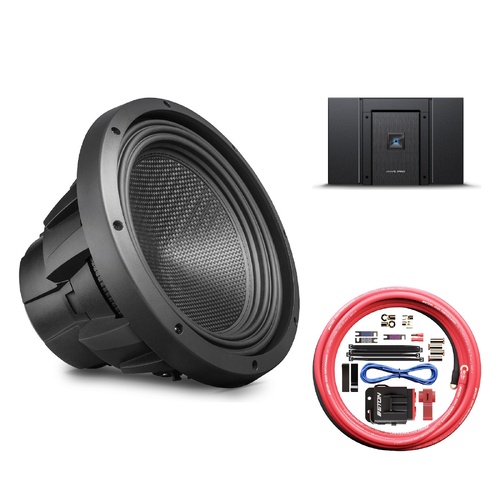 Alpine Status 12" Subwoofer Kit: HDZ-W12 12" Subwoofer, HDA-M80 Mono Amplifier & ETON PCC20 4AWG Power Kit