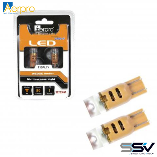 Aerpro T10PL1Y 1 x cree smd t10 wedge + diffuser - amber