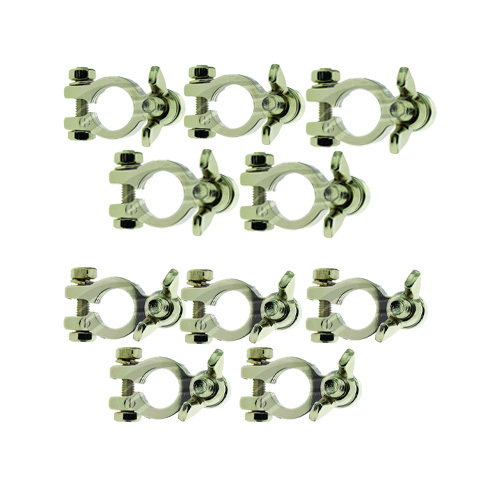 Jaylec 5 Positive & 5 Negative Battery Terminal Stud and Wingnut Solid Brass Nickel