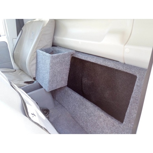 Custom Enclosure To Suit Toyota LandCruiser 79 Series Single Cab 12″ Fibreglass Subwoofer & Storage Box Driver’s Side