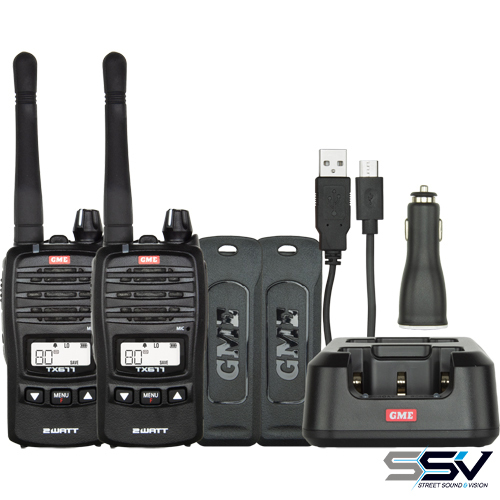 GME TX677TP 2 Watt UHF CB Handheld Radio - Twin Pack